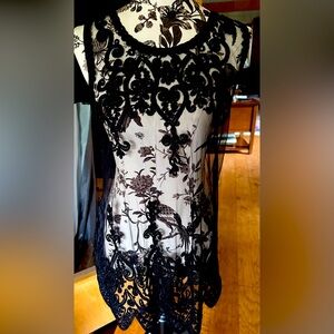 Stylish Black Lace Overlay Top